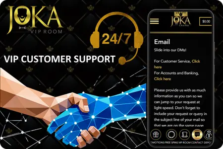 Jokaviproom VIP customer support section with priority assistance options